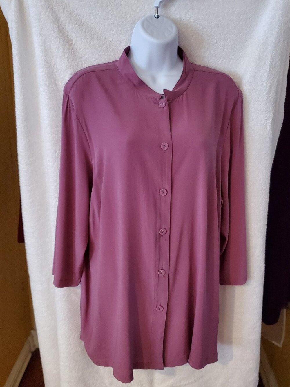 Asian inspired Citron lavender women’s silk blouse sz 1x